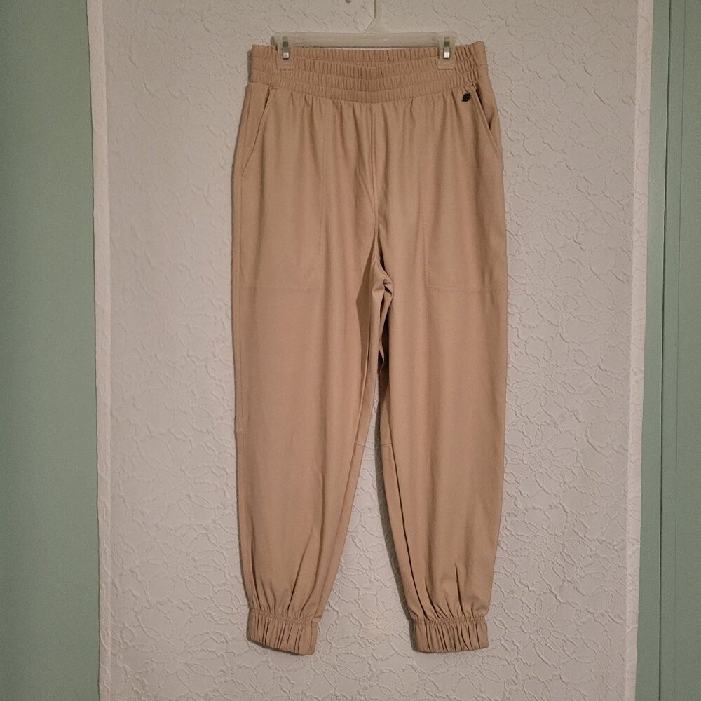 Calia by Carrie Underwood Beige Faux Leather Pull On Jogger Pants Size Medium